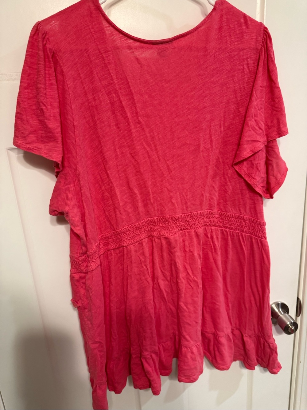 Torrid Pink Ruffled V-Neck Top - Picture 2 of 3